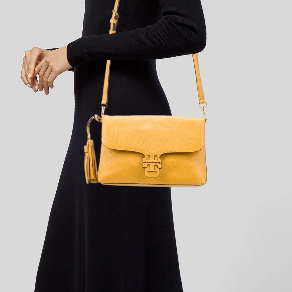 Tory Burch McGraw Foldover Crossbody Bag – Mustard Yellow